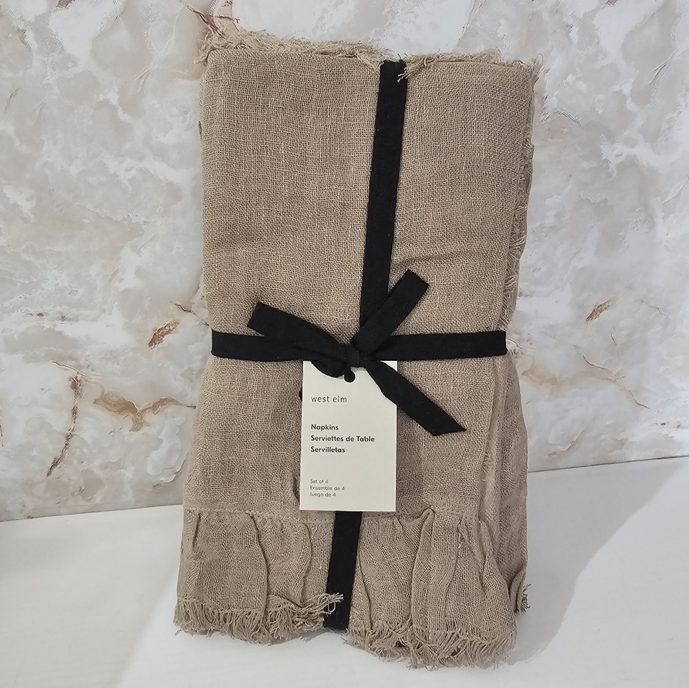 West Elm Ruffle Linen Napkin Set - Picture 2 of 9